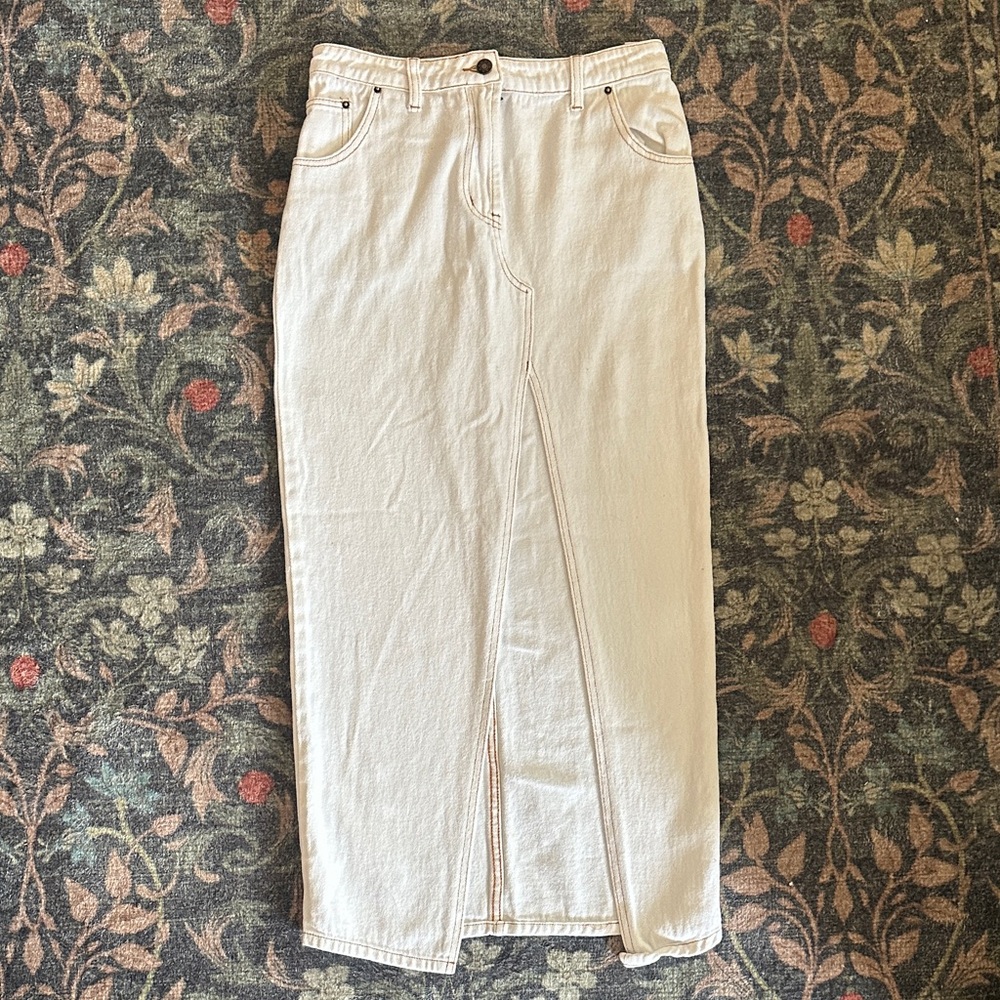 Lioness Cream Maxi Denim Skirt